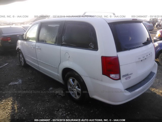 2C4RDGCG5CR263298 - 2012 DODGE GRAND CARAVAN SXT WHITE photo 3