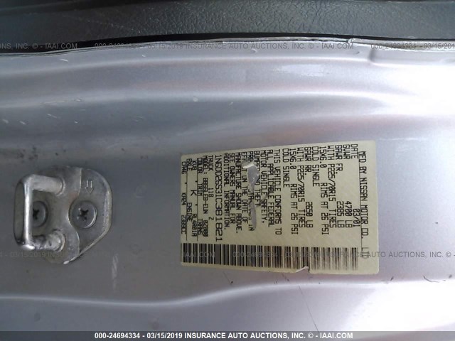 1N6DD26S31C381821 - 2001 NISSAN FRONTIER KING CAB XE SILVER photo 9