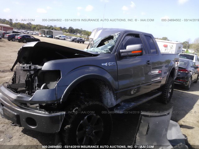 1FTFX1EFXDFA14516 - 2013 FORD F150 SUPER CAB GRAY photo 2