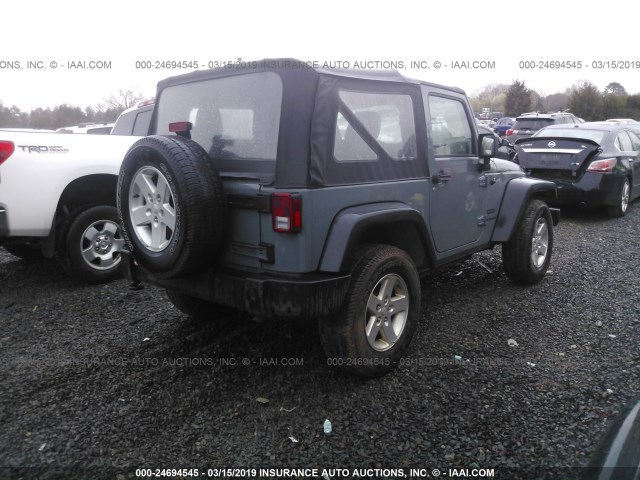 1C4AJWAG1FL657574 - 2015 JEEP WRANGLER SPORT GRAY photo 4