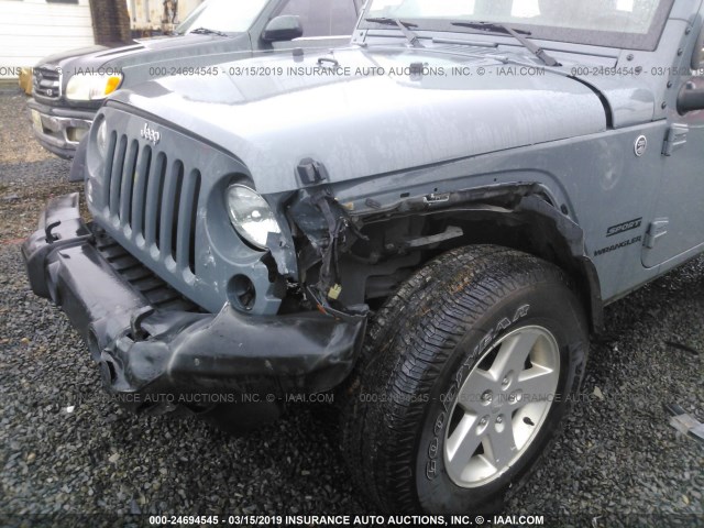 1C4AJWAG1FL657574 - 2015 JEEP WRANGLER SPORT GRAY photo 6