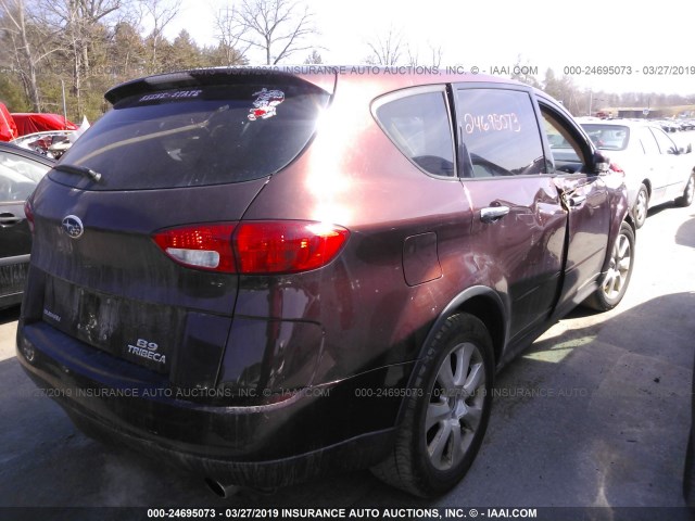 4S4WX83C664410602 - 2006 SUBARU B9 TRIBECA 3.0 H6/3.0 H6 LIMITED MAROON photo 4