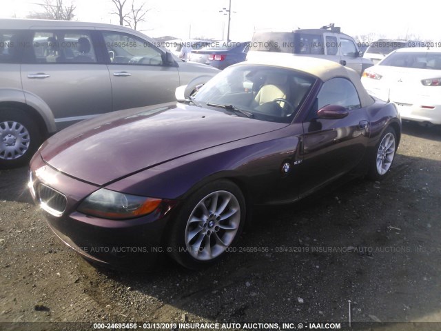 4USBT334X3LS47507 - 2003 BMW Z4 2.5 MAROON photo 2