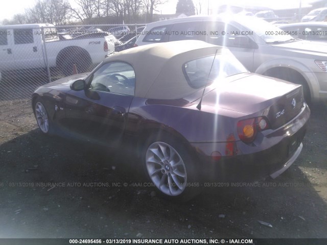 4USBT334X3LS47507 - 2003 BMW Z4 2.5 MAROON photo 3