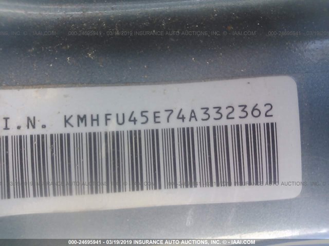 KMHFU45E74A332362 - 2004 HYUNDAI XG 350 BLUE photo 9