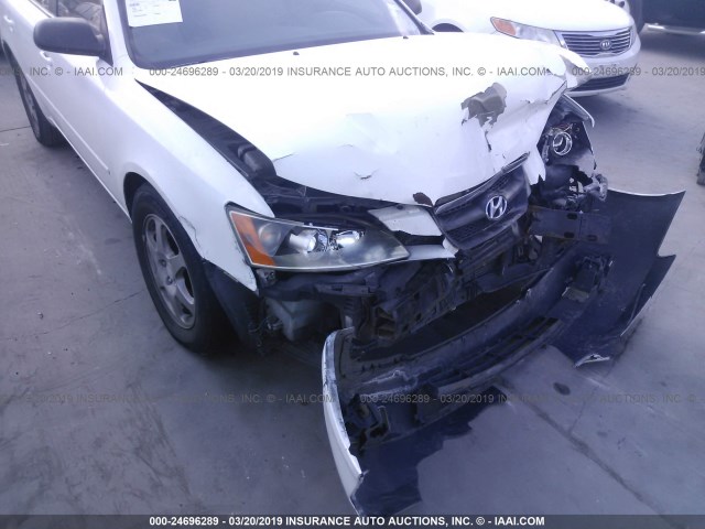 5NPEU46F36H095193 - 2006 HYUNDAI SONATA GLS/LX WHITE photo 6