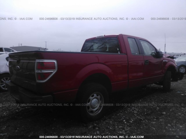 1FTEX1E84AKE21182 - 2010 FORD F150 SUPER CAB RED photo 4