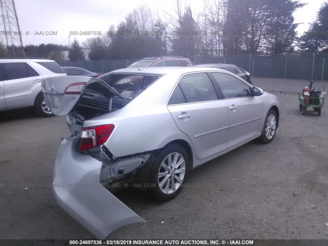4T4BF1FK4DR324669 - 2013 TOYOTA CAMRY L/SE/LE/XLE SILVER photo 4