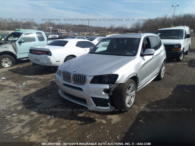 5UXWX9C5XD0D08351 - 2013 BMW X3 XDRIVE28I SILVER photo 2