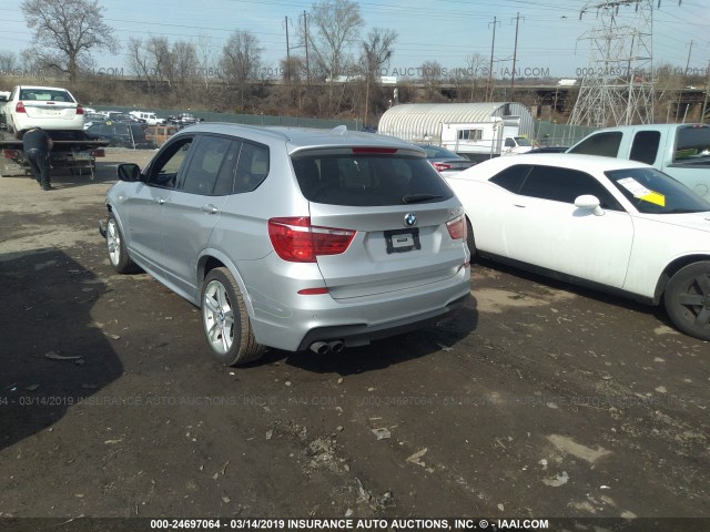 5UXWX9C5XD0D08351 - 2013 BMW X3 XDRIVE28I SILVER photo 3