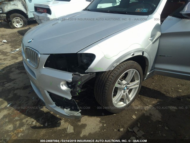 5UXWX9C5XD0D08351 - 2013 BMW X3 XDRIVE28I ვერცხლისფერი ფოტო 6