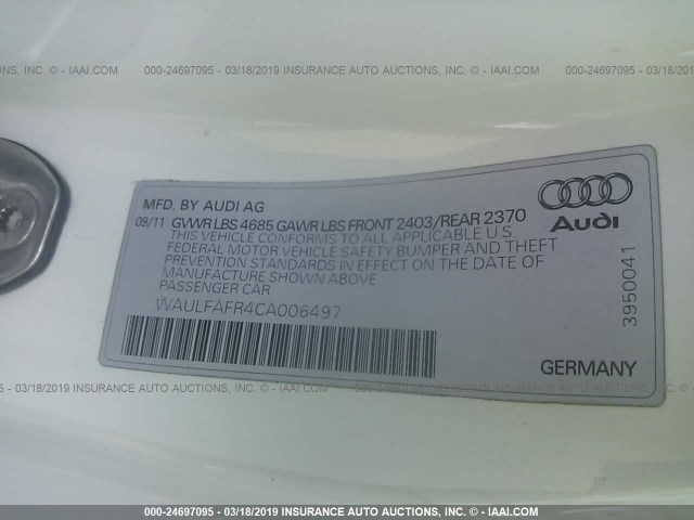 WAULFAFR4CA006497 - 2012 AUDI A5 PREMIUM PLUS WHITE photo 9