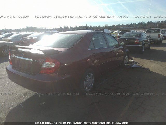 4T1BE32K12U078174 - 2002 TOYOTA CAMRY LE/XLE/SE RED photo 4
