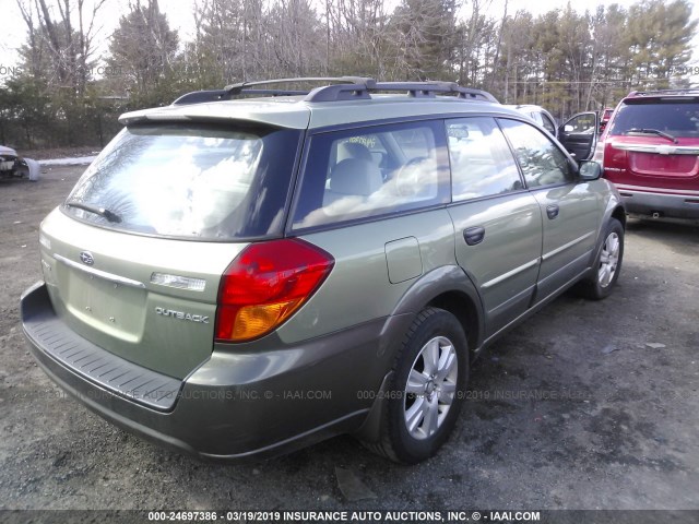 4S4BP61C957370552 - 2005 SUBARU LEGACY OUTBACK 2.5I GREEN photo 4