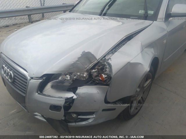 WAUDF78E56A033357 - 2006 AUDI A4 2.0T QUATTRO SILVER photo 6