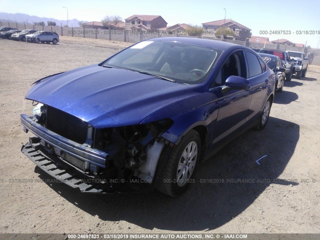 3FA6P0G70DR263724 - 2013 FORD FUSION S BLUE photo 2