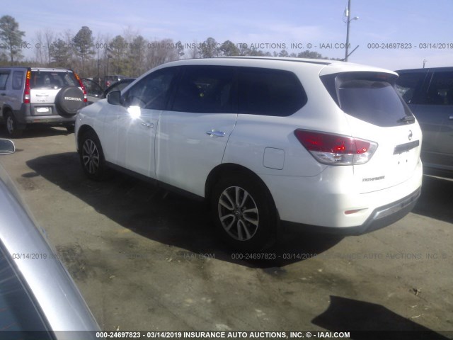 5N1AR2MM5FC614385 - 2015 NISSAN PATHFINDER S/SV/SL/PLATINUM WHITE photo 3