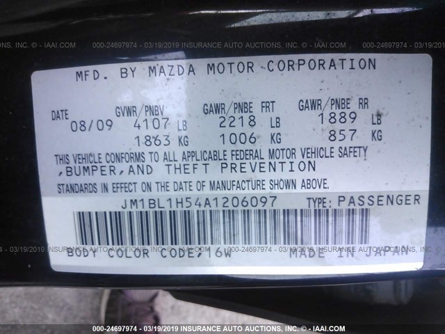 JM1BL1H54A1206097 - 2010 MAZDA 3 S BLACK photo 9