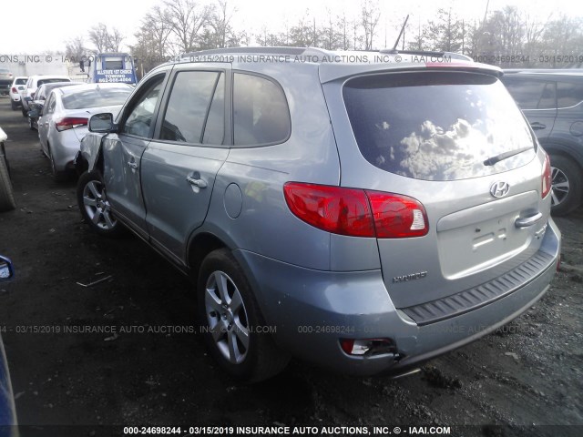 5NMSH73E68H175110 - 2008 HYUNDAI SANTA FE SE/LIMITED BLUE photo 3