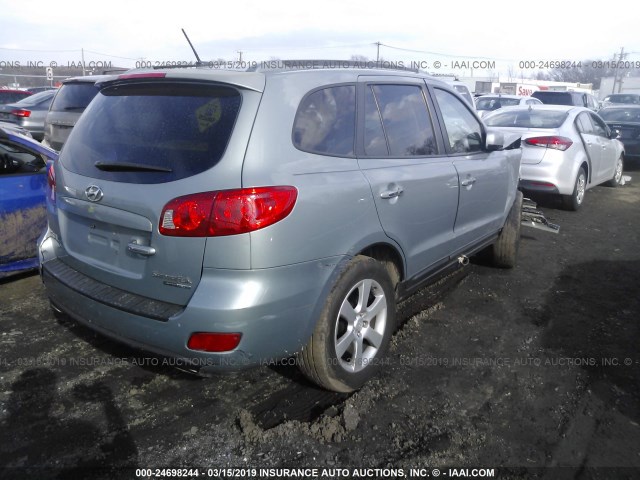 5NMSH73E68H175110 - 2008 HYUNDAI SANTA FE SE/LIMITED BLUE photo 4