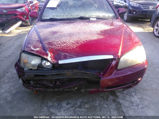 KMHDN46D35U969503 - 2005 HYUNDAI ELANTRA GLS/GT RED photo 6