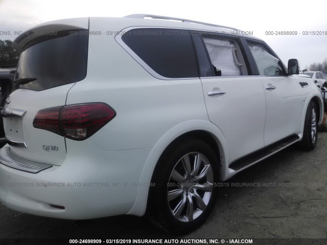 JN8AZ2NC3E9353378 - 2014 INFINITI QX80 WHITE photo 4