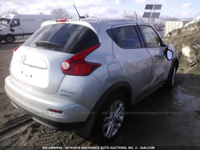 JN8AF5MVXDT212872 - 2013 NISSAN JUKE S/SV/SL SILVER photo 4