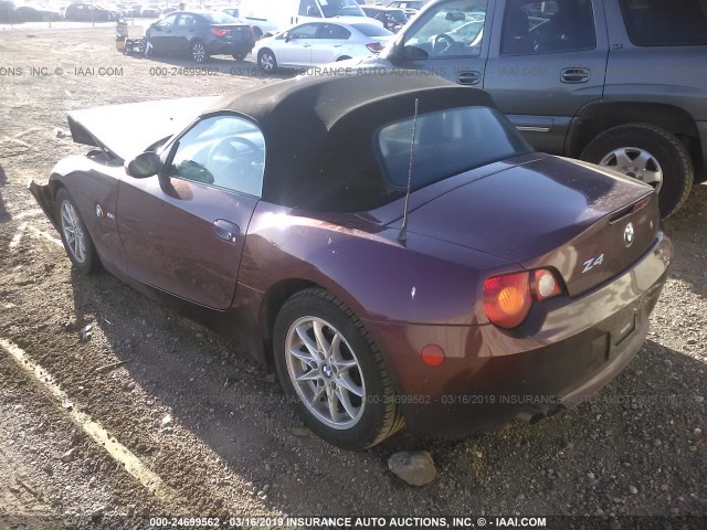 4USBT33473LR65189 - 2003 BMW Z4 2.5 PURPLE photo 3