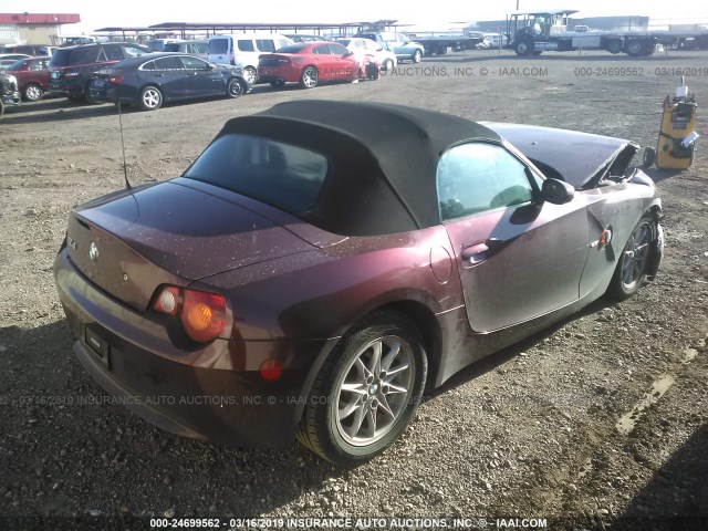 4USBT33473LR65189 - 2003 BMW Z4 2.5 PURPLE photo 4