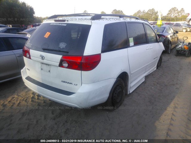 5TDZK23C88S130393 - 2008 TOYOTA SIENNA CE/LE WHITE photo 4