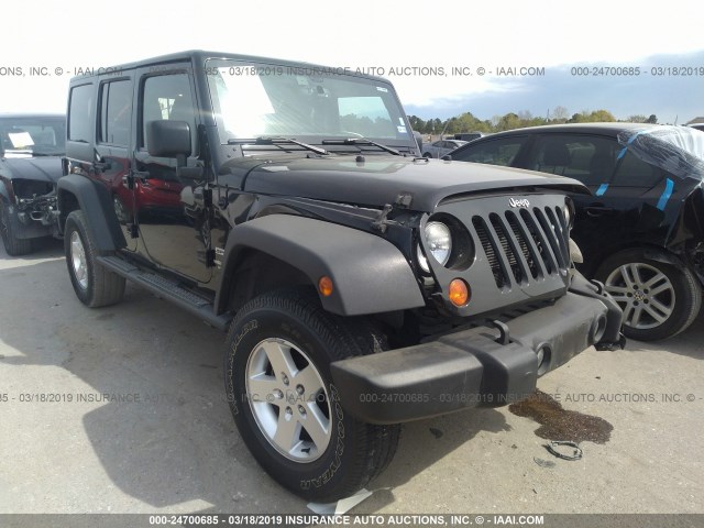 1C4HJWDG7DL673866 - 2013 JEEP WRANGLER UNLIMITE SPORT BLACK photo 1