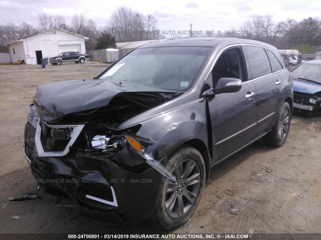 2HNYD2H51BH513835 - 2011 ACURA MDX ADVANCE GRAY photo 2