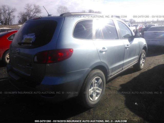 5NMSG13D09H318450 - 2009 HYUNDAI SANTA FE GLS BLUE photo 4