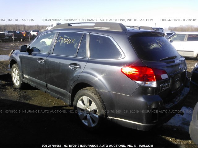 4S4BRELCXB2357030 - 2011 SUBARU OUTBACK 3.6R LIMITED GRAY photo 3