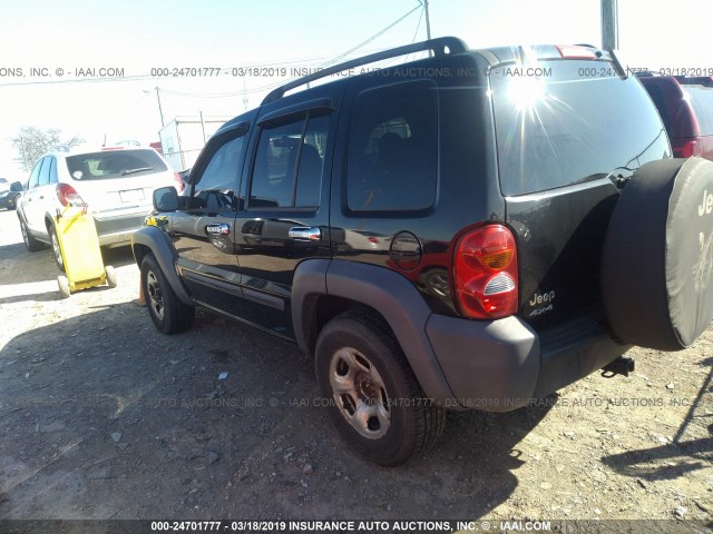 1J4GL48K73W639765 - 2003 JEEP LIBERTY SPORT/FREEDOM BLACK photo 3