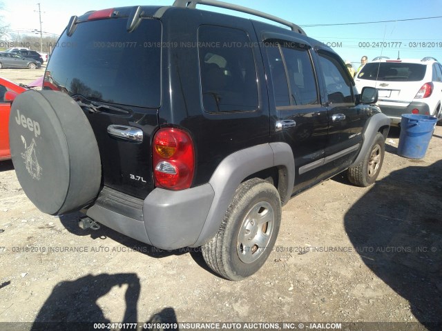 1J4GL48K73W639765 - 2003 JEEP LIBERTY SPORT/FREEDOM BLACK photo 4