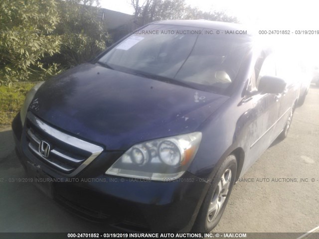 5FNRL38426B092262 - 2006 HONDA ODYSSEY EX BLUE photo 2