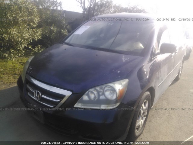 5FNRL38426B092262 - 2006 HONDA ODYSSEY EX BLUE photo 6