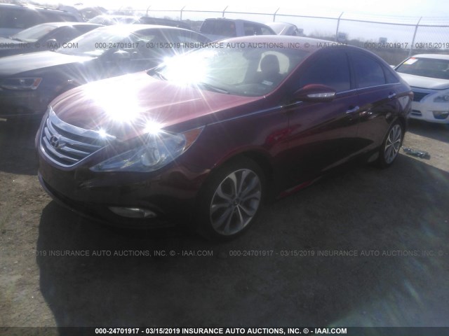 5NPEC4AC2EH884658 - 2014 HYUNDAI SONATA SE/LIMITED RED photo 2