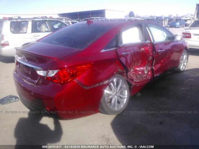 5NPEC4AC2EH884658 - 2014 HYUNDAI SONATA SE/LIMITED RED photo 4