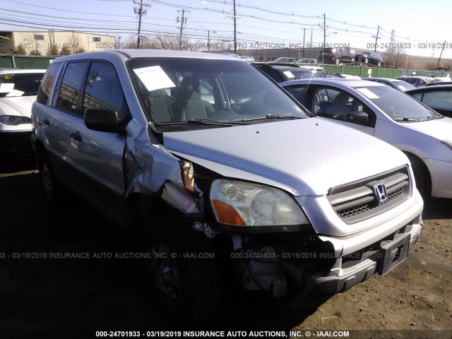 2HKYF18144H609105 - 2004 HONDA PILOT LX SILVER photo 1