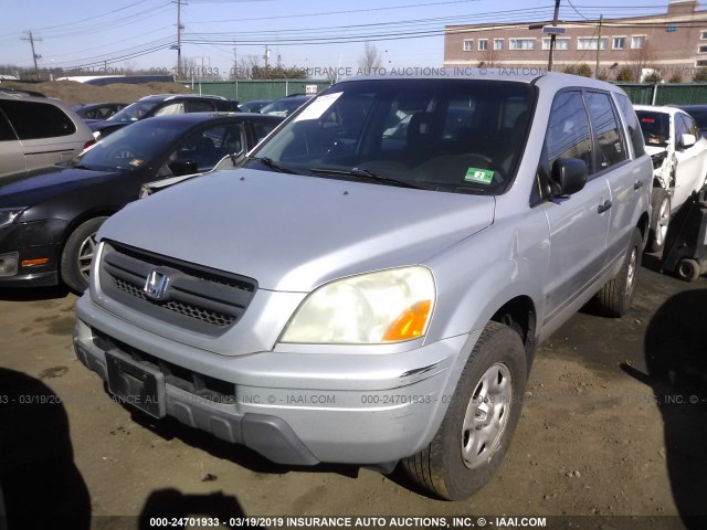 2HKYF18144H609105 - 2004 HONDA PILOT LX SILVER photo 2