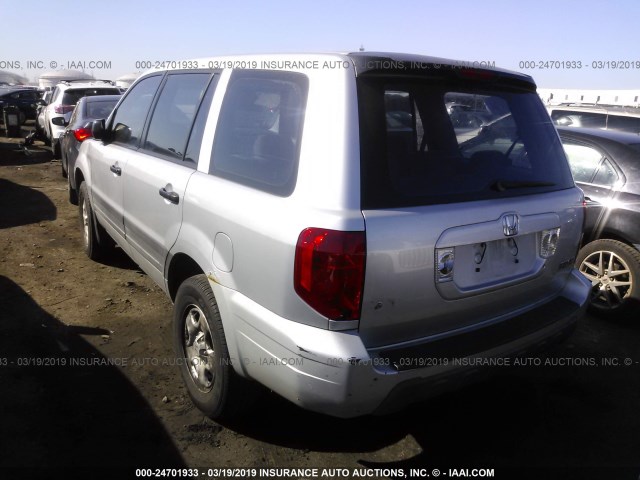 2HKYF18144H609105 - 2004 HONDA PILOT LX SILVER photo 3