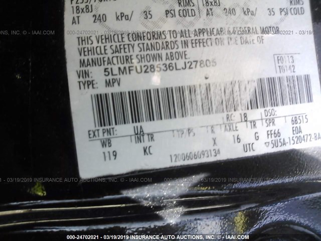 5LMFU28536LJ27805 - 2006 LINCOLN NAVIGATOR 黑色 照片 9