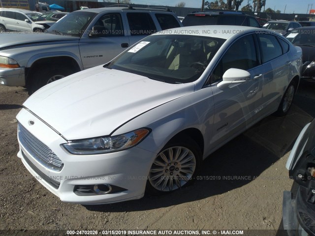 3FA6P0LU2ER219981 - 2014 FORD FUSION SE HYBRID WHITE photo 2