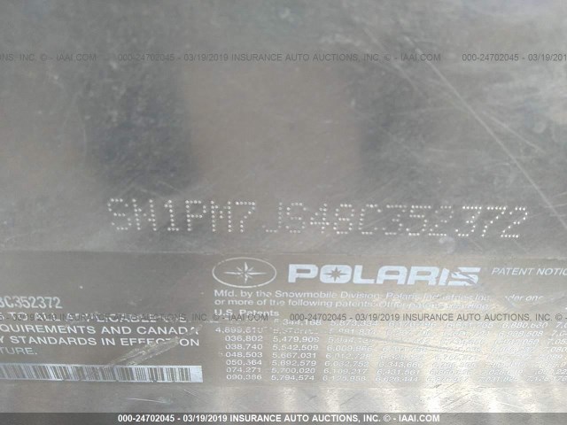 SN1PM7JS48C352372 - 2008 POLARIS INDY 700 RMK  WHITE photo 9