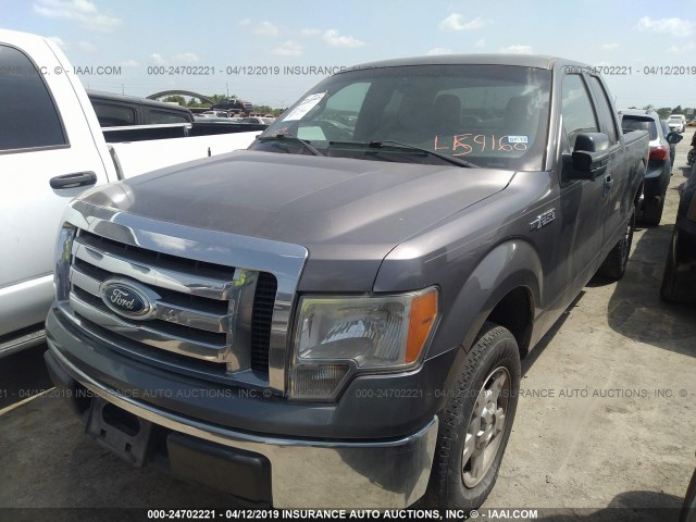 1FTEX1C84AKE59160 - 2010 FORD F150 SUPER CAB GRAY photo 2