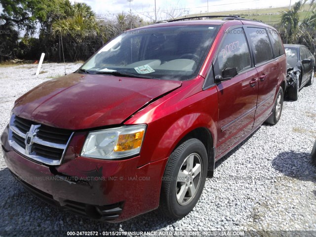 1D8HN54P08B147011 - 2008 DODGE GRAND CARAVAN SXT RED photo 2