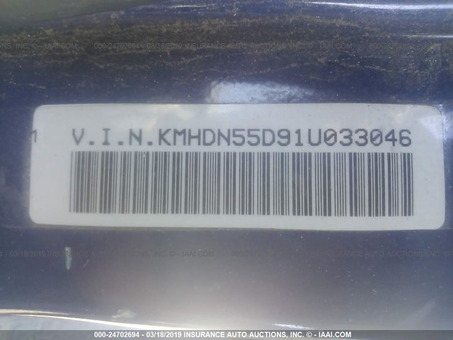 KMHDN55D91U033046 - 2001 HYUNDAI ELANTRA GLS/GT BLUE photo 9