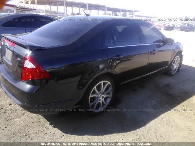 3FAHP0HAXCR365615 - 2012 FORD FUSION SE BLACK photo 4